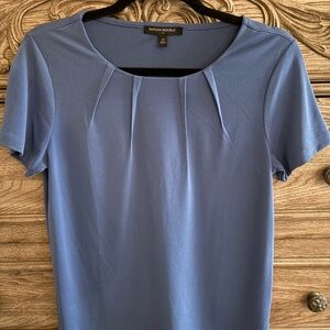 Banana Republic Pleated Blue Short Sleeve Blouse